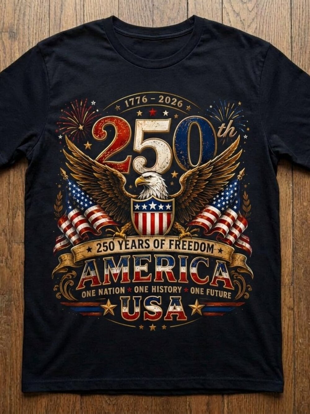 250 Years American 250th 4th of July Anniversary 1776-2026 T-Shirt_01_Hero Scene